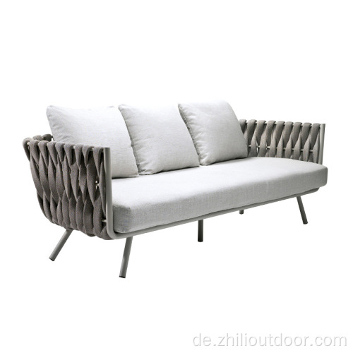 Sektion im Freien Aluminium Seil Wicker Garden Stuhl Sofa Set Set